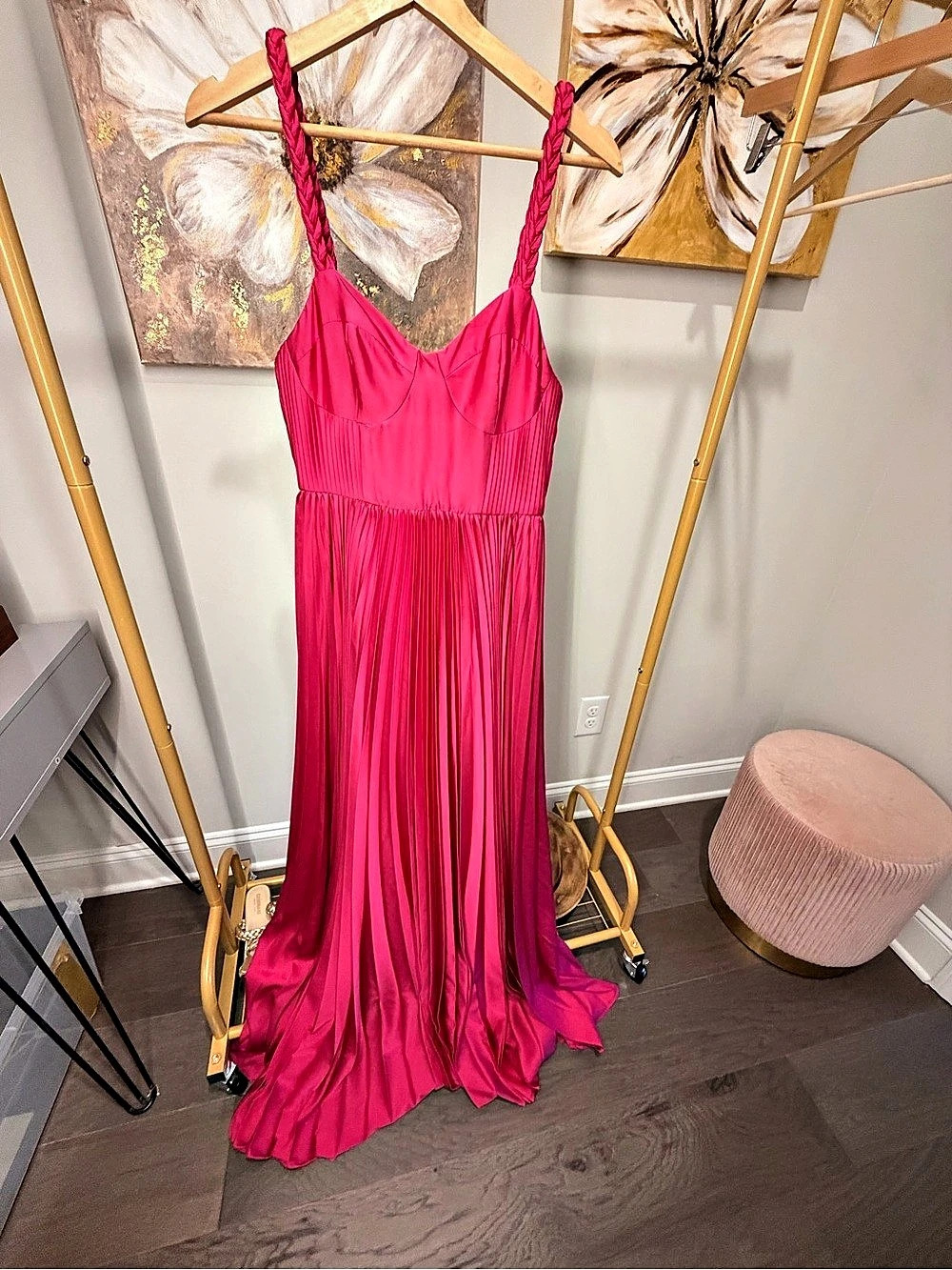 Hutch Lily Pleated Maxi Dress in Pink Size 2 Like New